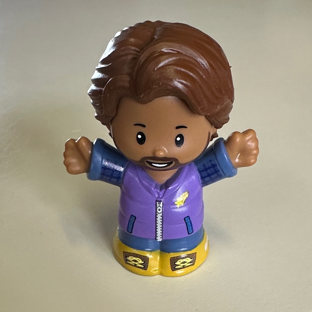⛺️ Little People Camping Dad Toy Figure with Purple Jacket and Brown Hair
